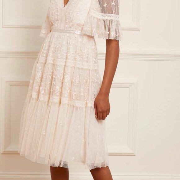 Needle & Thread Cream Lace Midi Dress - Picture 6 of 11